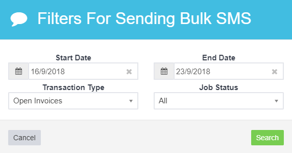 Workshop Software send a bulk sms to current job clients showing customers to sms, if you want to send it to all customer ...
