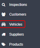 Left hand menu with the Vehicles tab highlighted in a red box