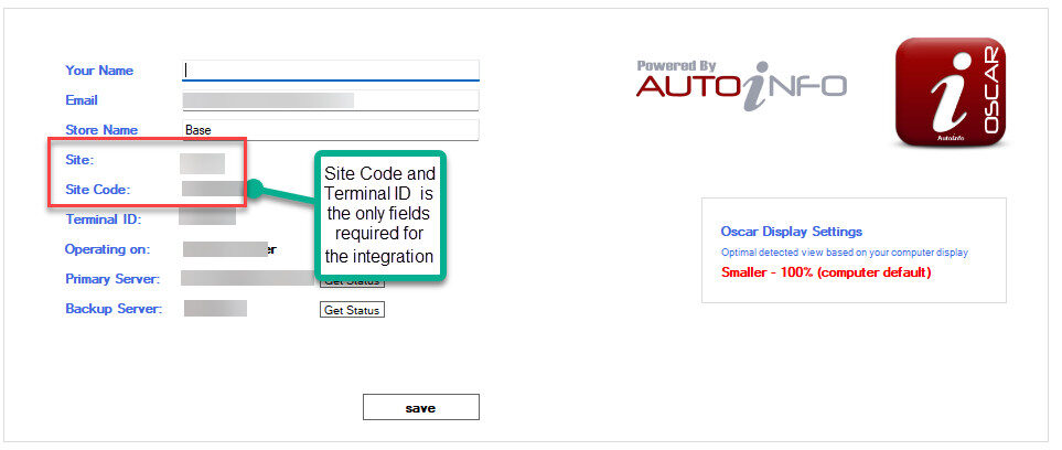 Workshop Software screen showing locate and copy your site code and terminal id