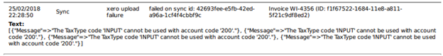 Workshop Software xero integration - event log deciphered showing invoice & void invoice "the tax code "input" cannot be u...