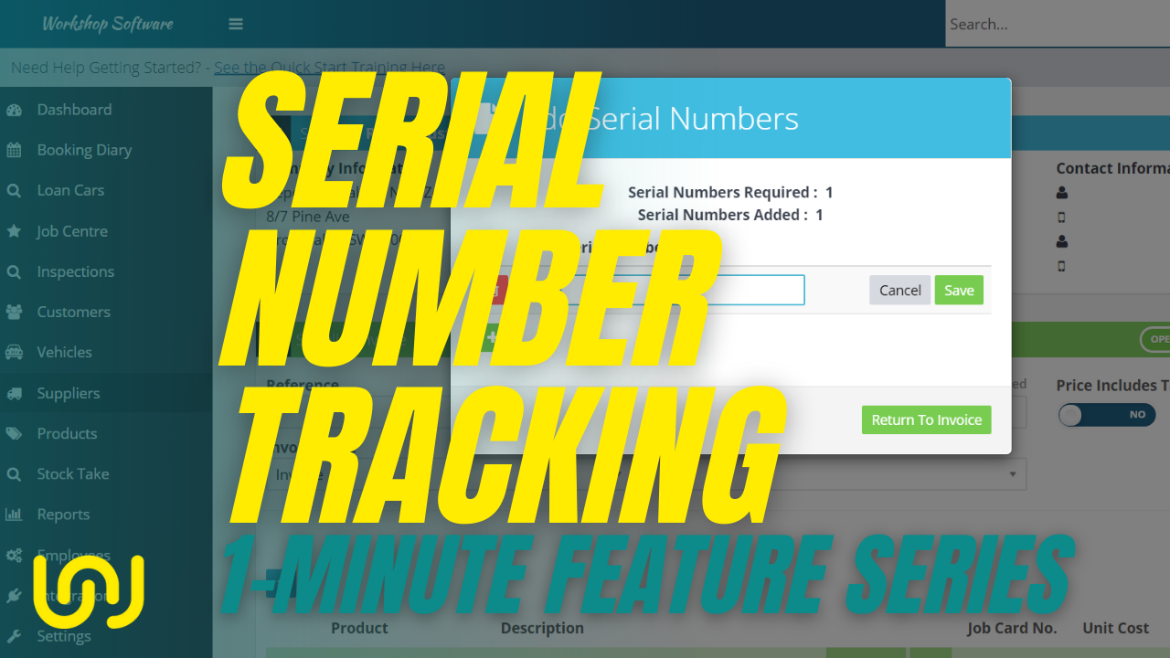 Serial Number tracking in Workshop software