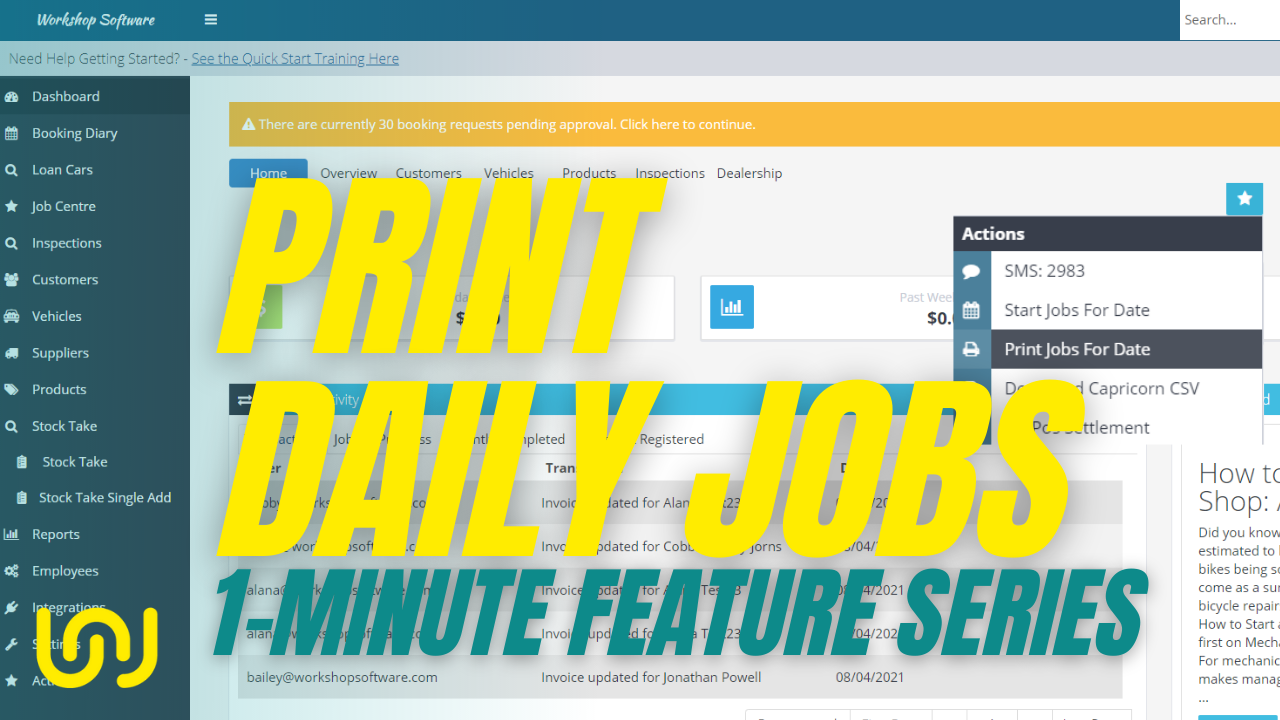Print Daily Jobs in Workshop Software