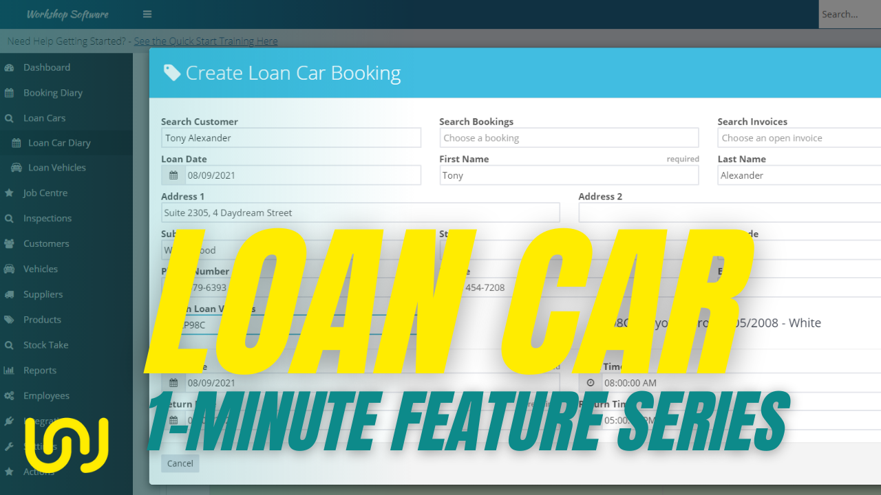 Loan car & curtesy car feature in Workshop Software