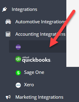 Workshop Software screen showing resolution 1) go to integrations - accounting integrations - myob setting s a...