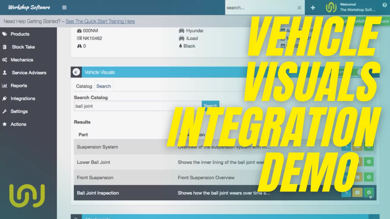 Workshop Software Integration with Vehicle Visuals